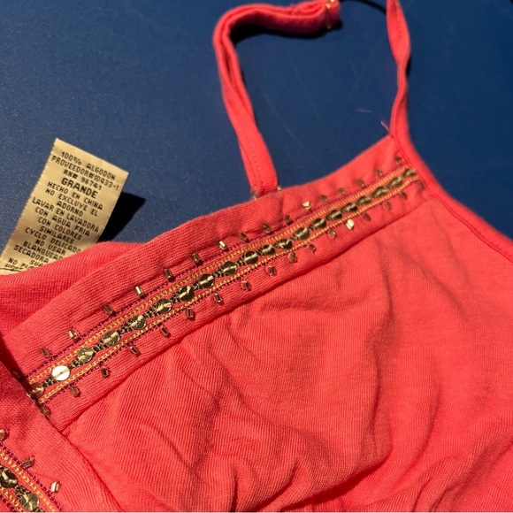 Y2K Self Esteem Pink Beaded Tank Top Size Large - Picture 9 of 11